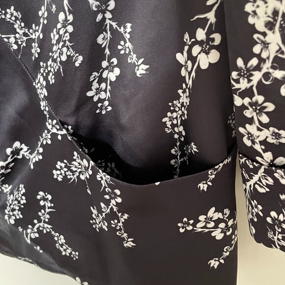 Attitude Open Front 3/4 Sleeve Lined Jacket Black Floral XL - Picture 3 of 6